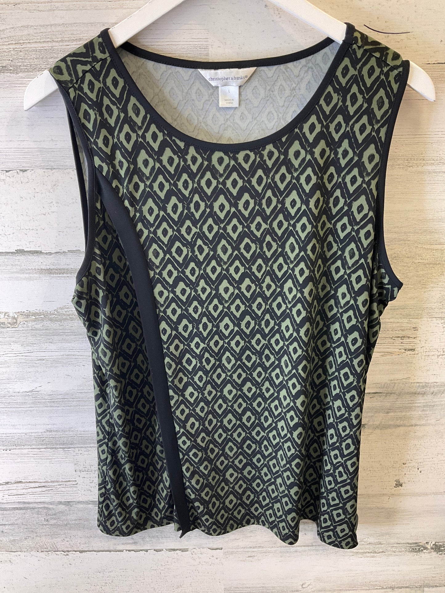 Black & Green Top Sleeveless Christopher And Banks, Size L