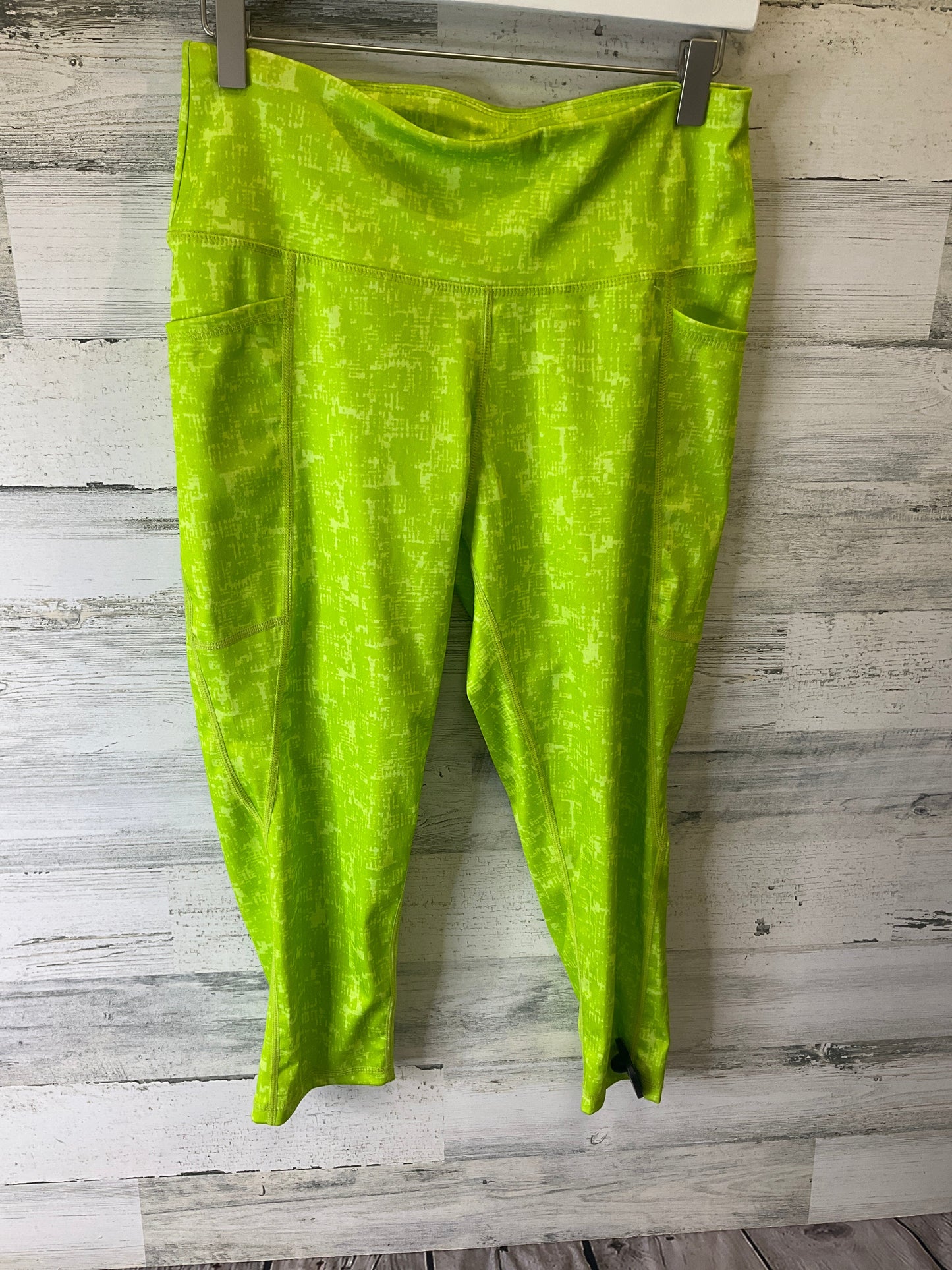 Green Athletic Leggings Capris Adrienne Vittadini, Size L