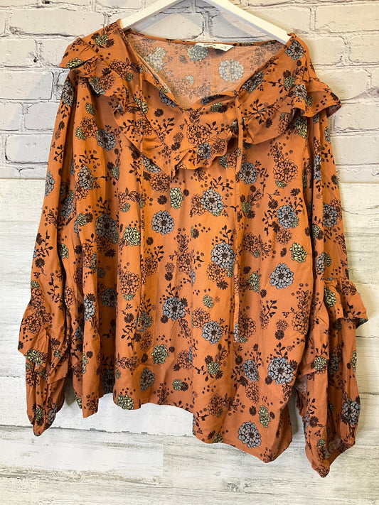Brown Top Long Sleeve Sonoma, Size 3x