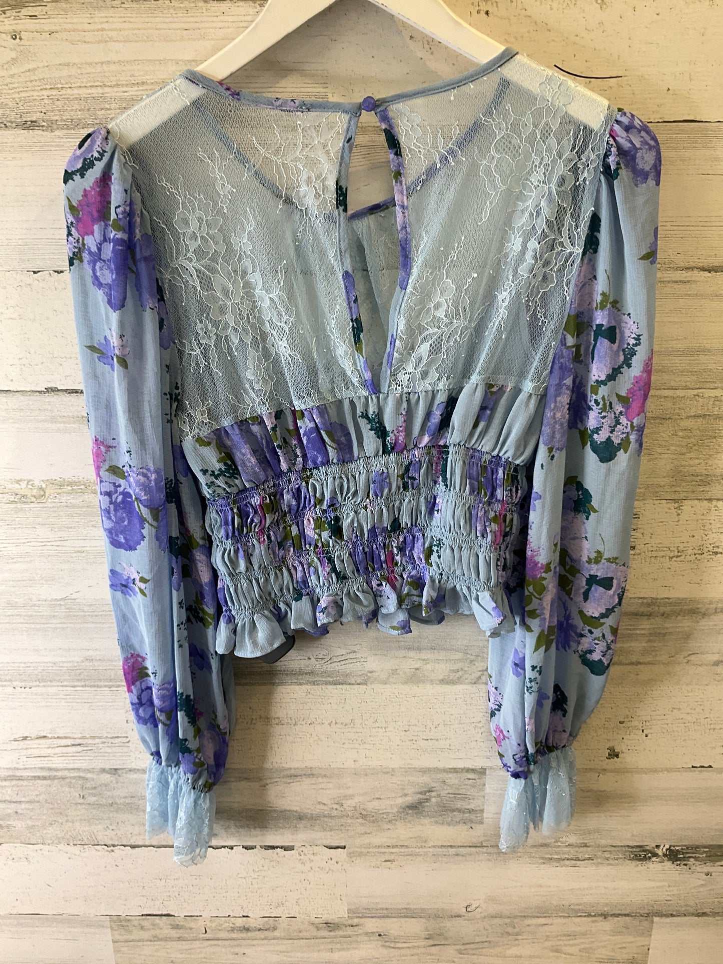 Blue Top Long Sleeve Basic Free People, Size 4