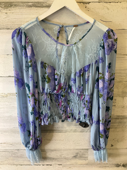 Blue Top Long Sleeve Basic Free People, Size 4