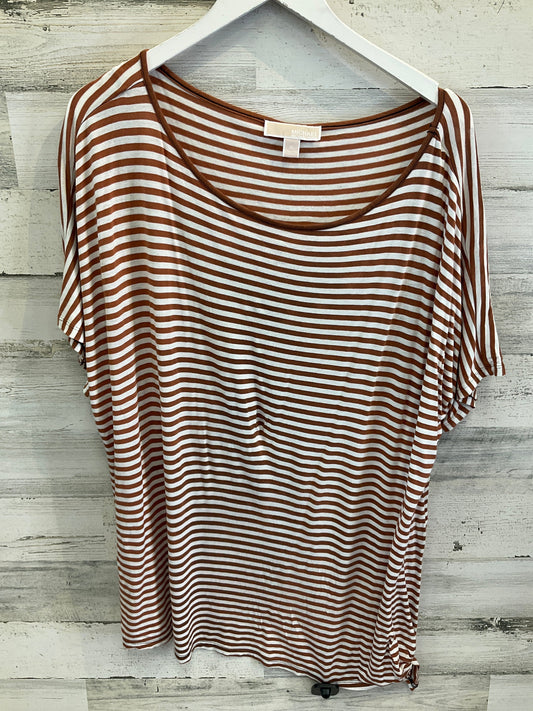 Top Short Sleeve By Michael Kors In Brown & White, Size: Xl