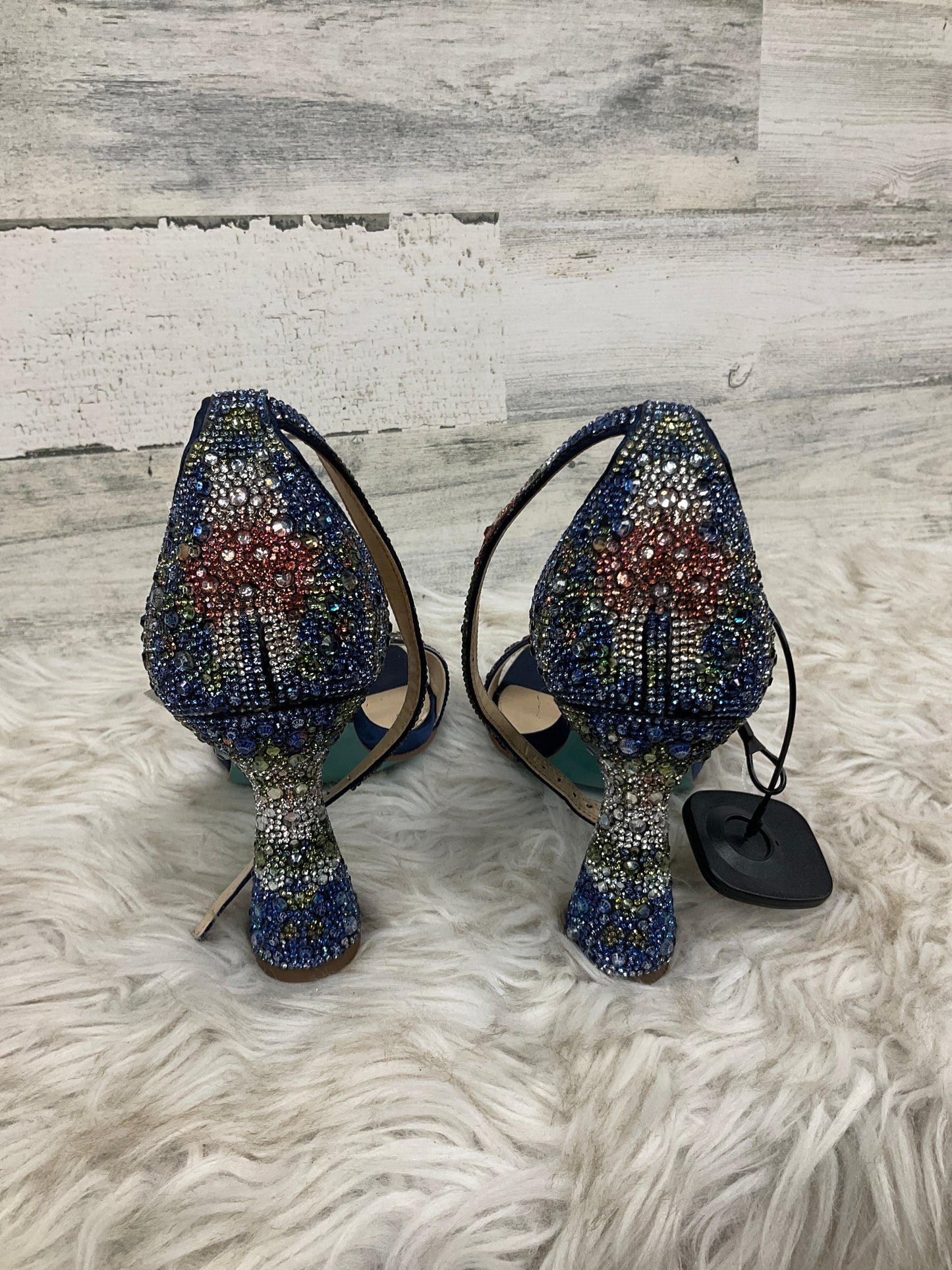 Sandals Heels Platform By Betsey Johnson In Navy, Size: 8