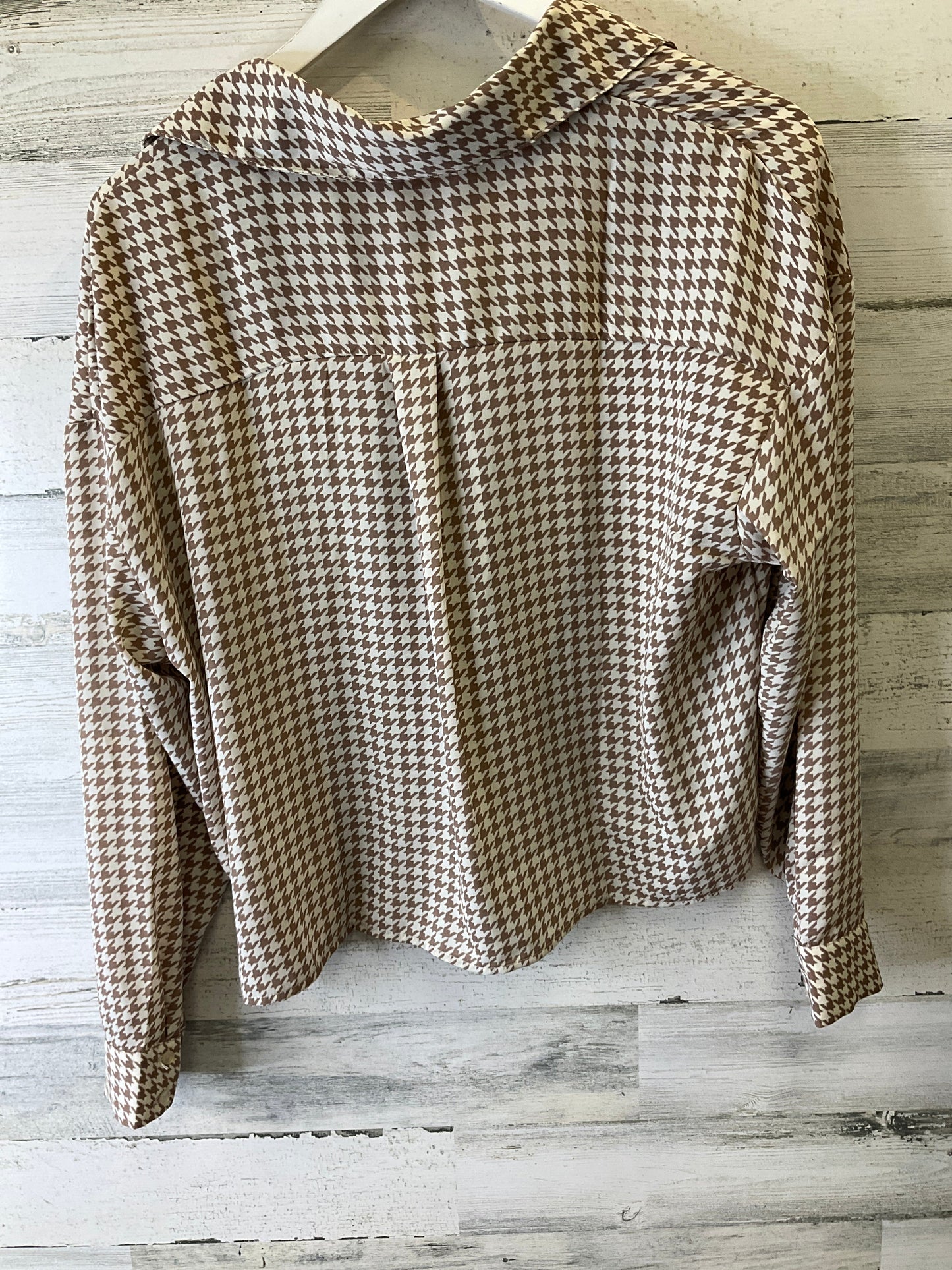 Top Long Sleeve By Pink Rose In Brown & Cream, Size: M