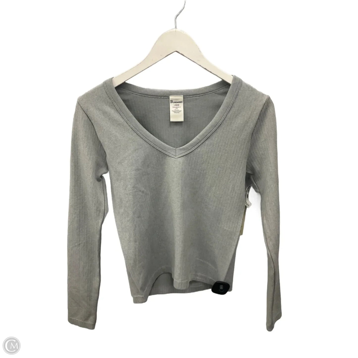 Top Long Sleeve By No Boundaries In Grey, Size: L