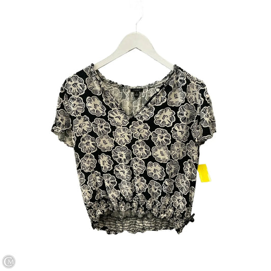Top Short Sleeve By Ann Taylor In Black & White, Size: Xl