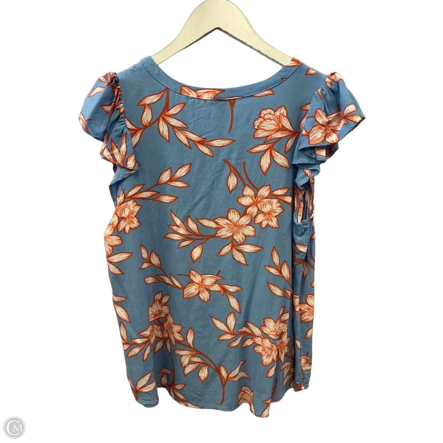 Top Short Sleeve By Talbots In Blue & Orange, Size: L