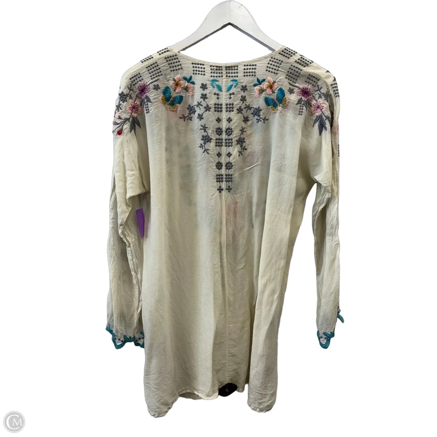 Tunic Long Sleeve By Johnny Was In Cream, Size: M