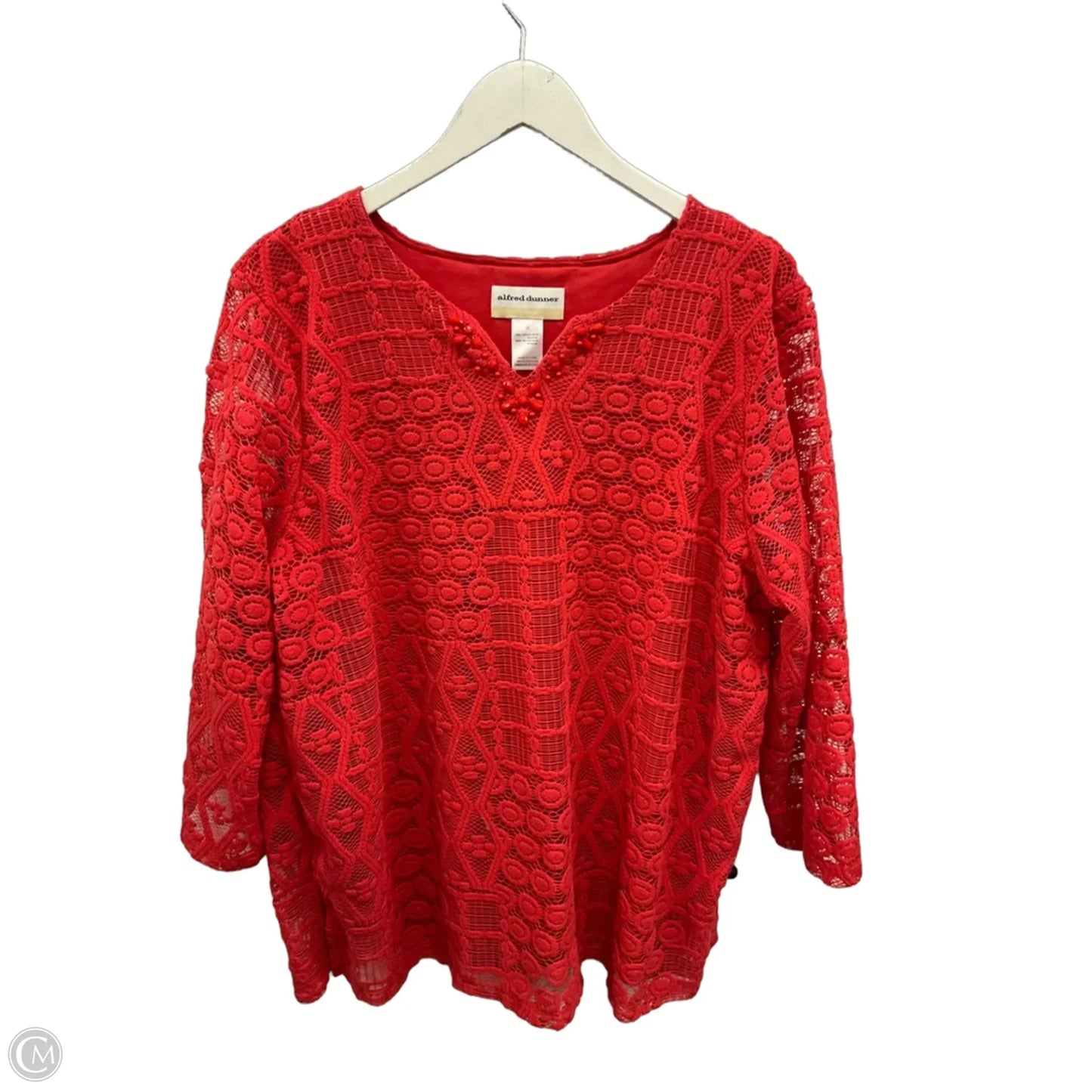 Top 3/4 Sleeve By Alfred Dunner In Orange, Size: 1x