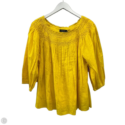 Top 3/4 Sleeve By Ralph Lauren In Yellow, Size: Xl