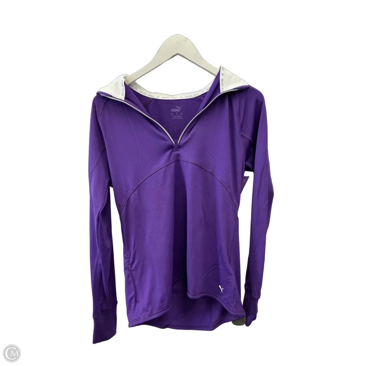 Athletic Top Long Sleeve Collar By Puma In Purple, Size: M