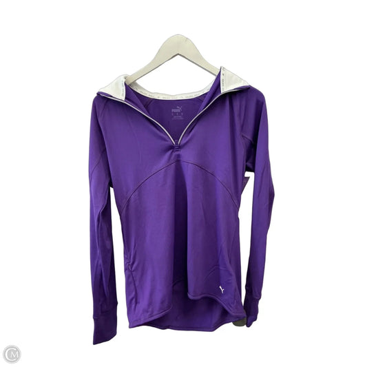 Athletic Top Long Sleeve Collar By Puma In Purple, Size: M