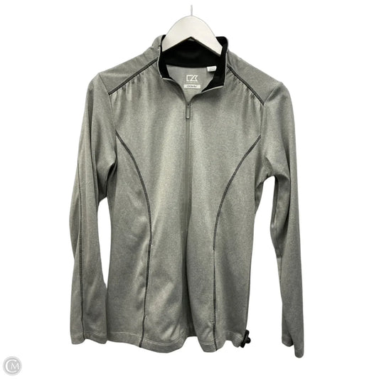 Athletic Top Long Sleeve Collar By Cutter And Buck In Grey, Size: M