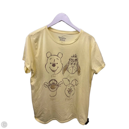 Top Short Sleeve By Disney In Yellow, Size: L