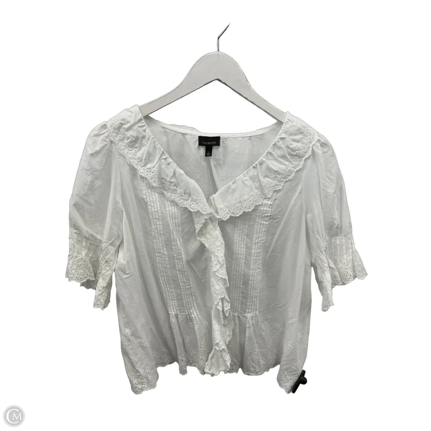 Top Short Sleeve By Talbots In White, Size: L