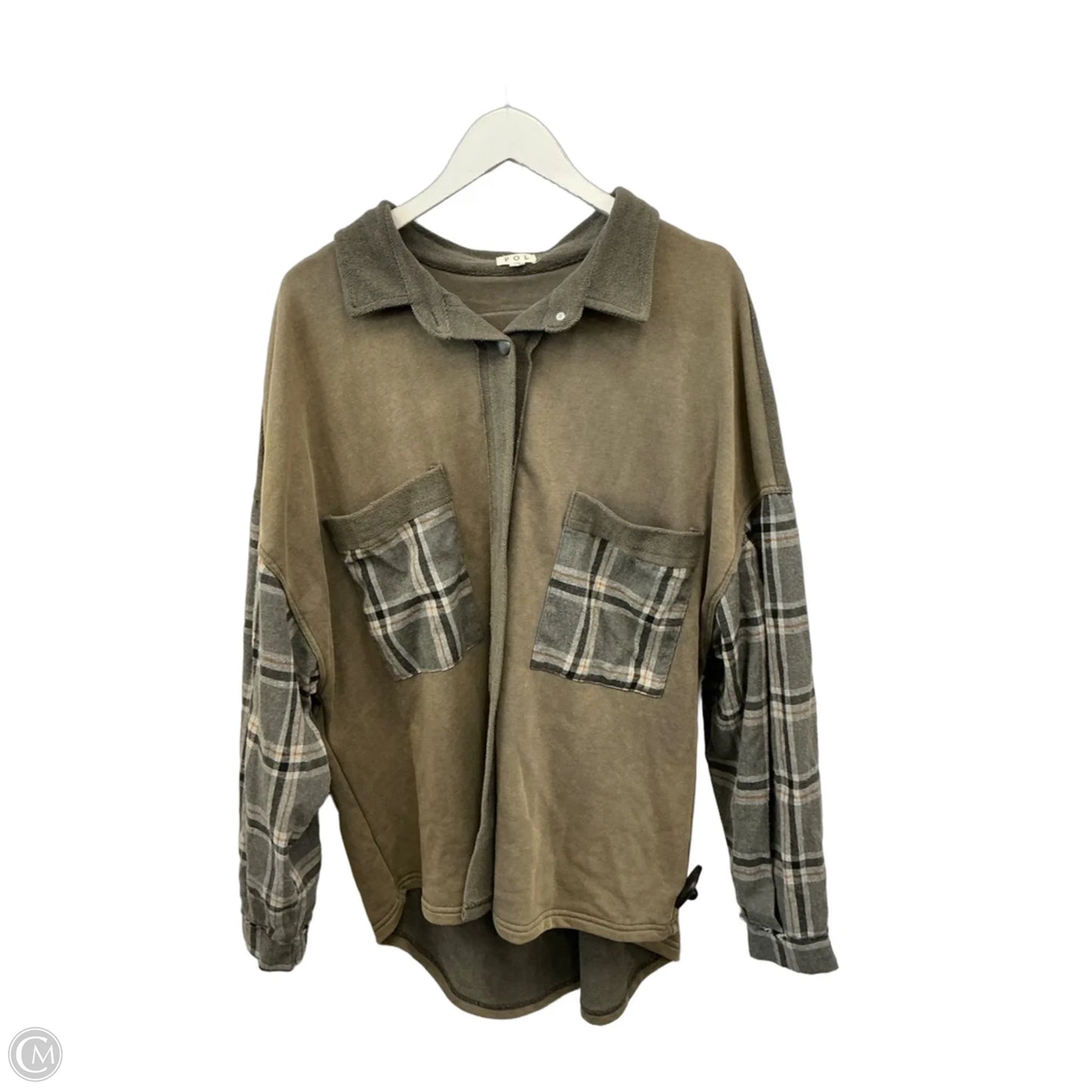Jacket Shirt By Pol In Green, Size: M