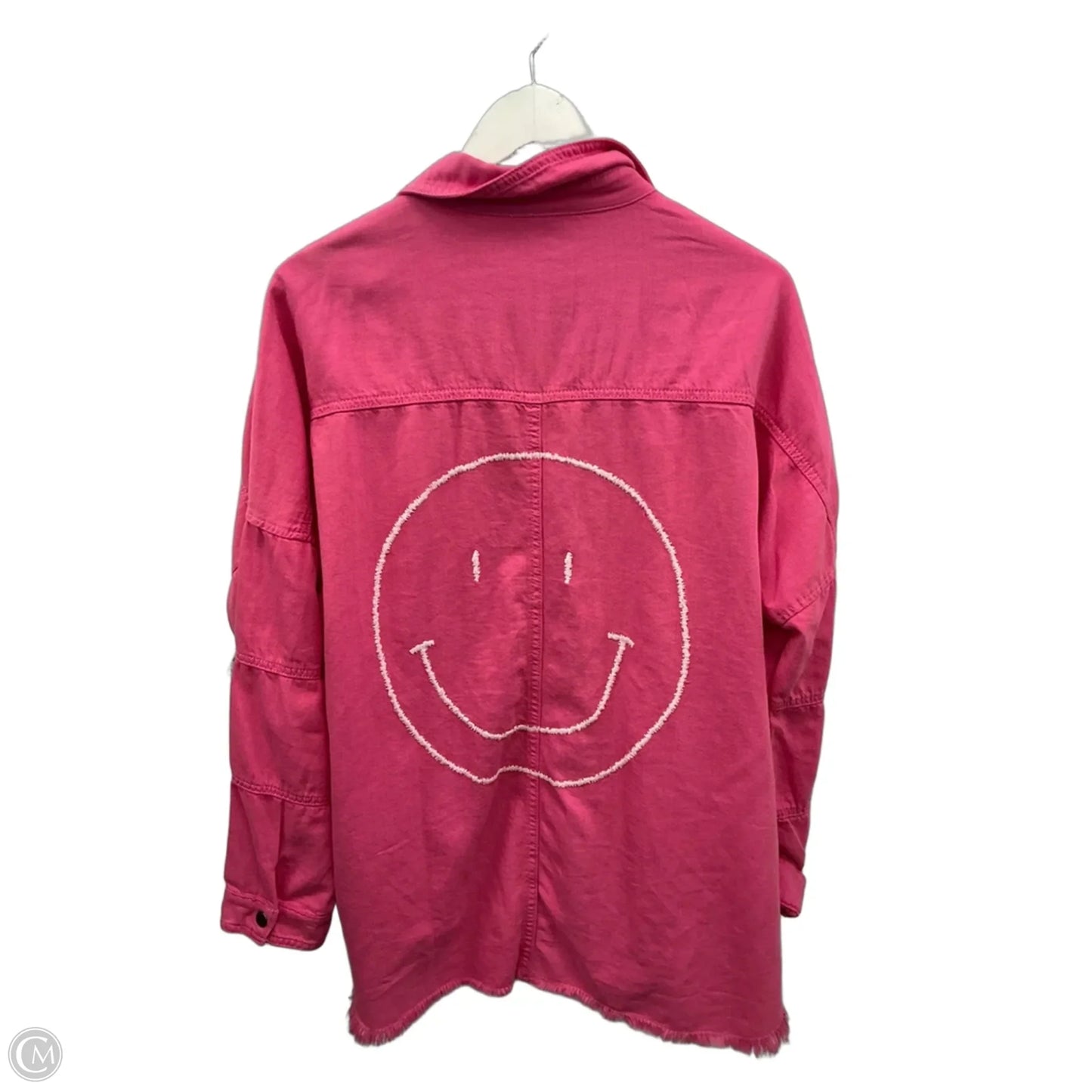 Jacket Shirt By Elan In Pink, Size: M