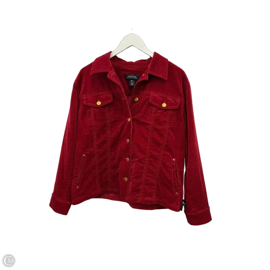 Jacket Denim By Jones New York In Red, Size: 1x