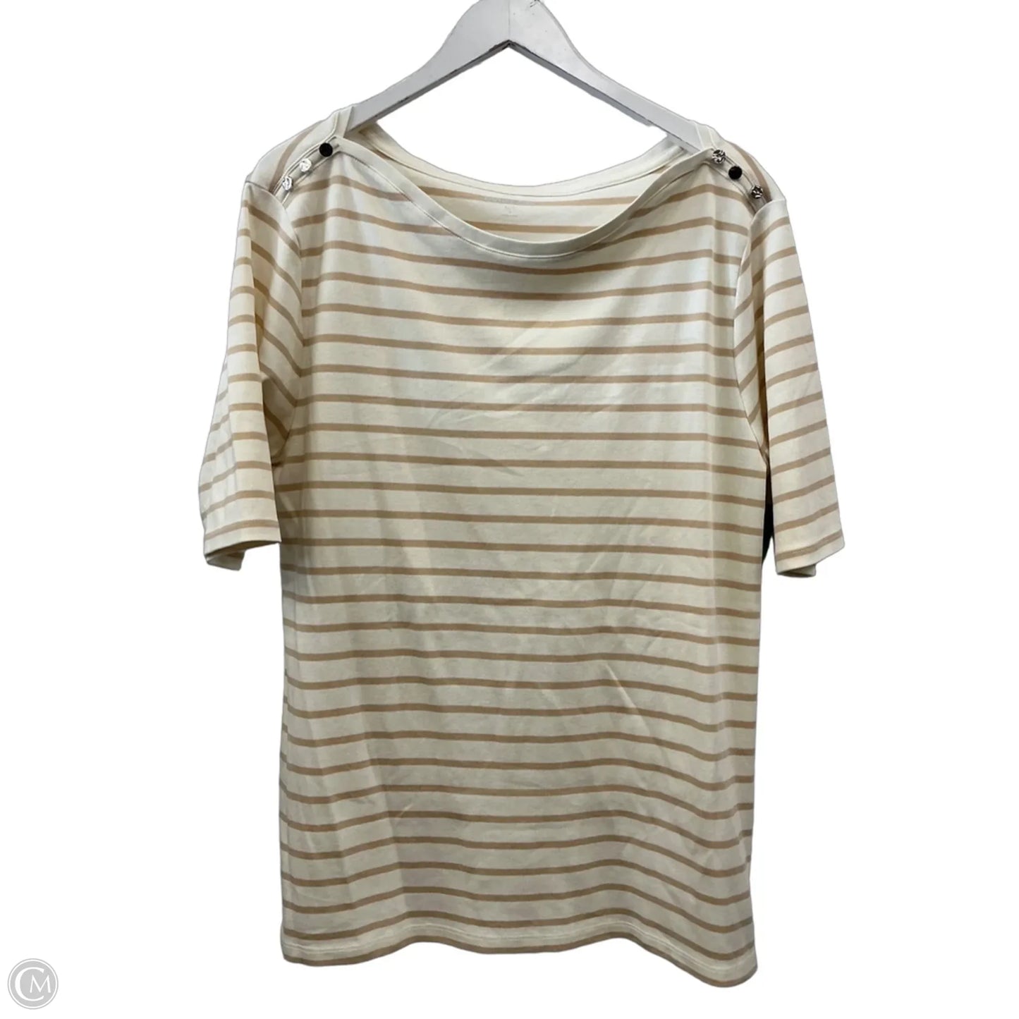 Top Short Sleeve By Lands End In Striped Pattern, Size: Xl