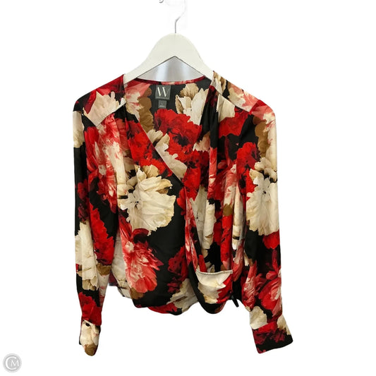 Top Long Sleeve By Worthington In Cream & Red, Size: L