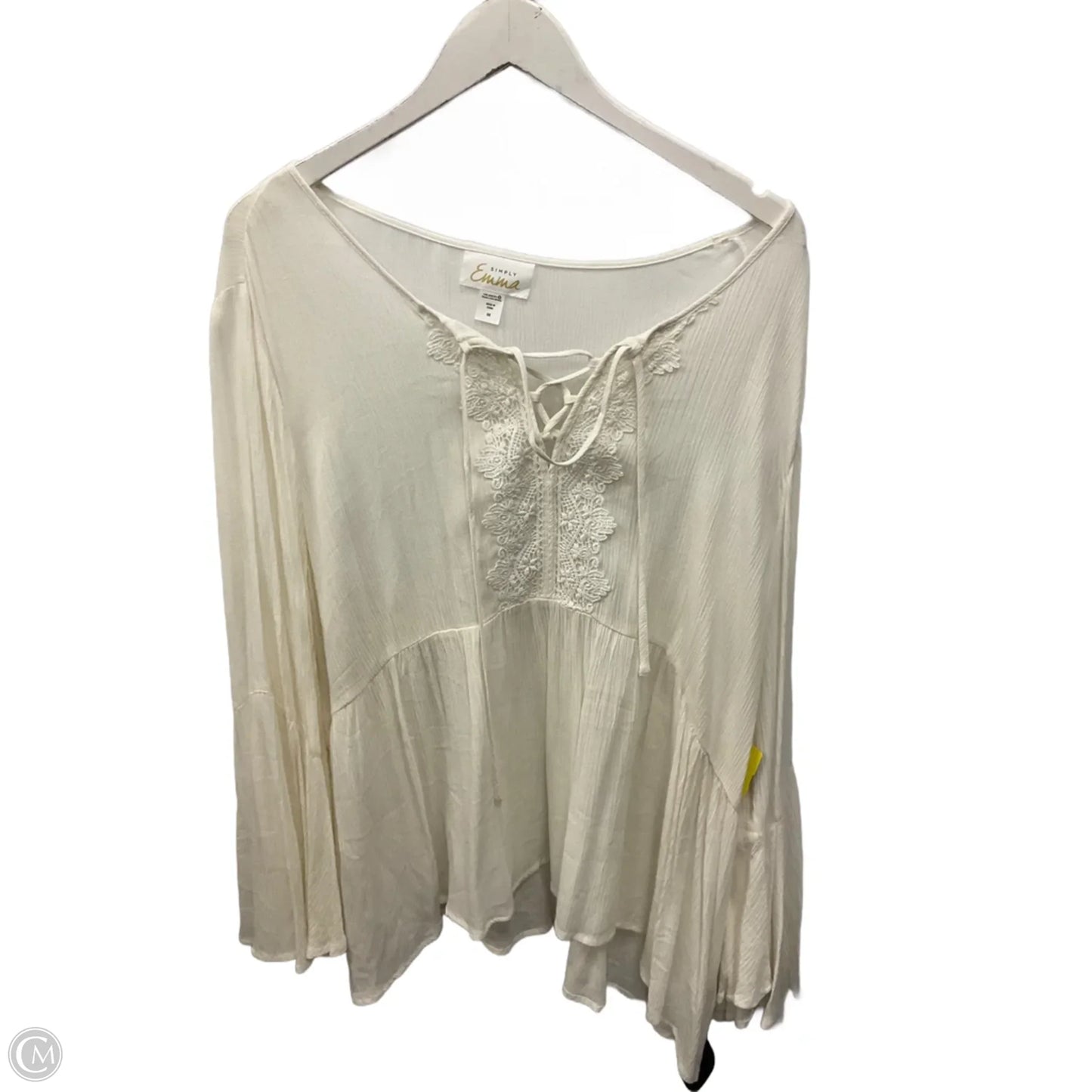 Top Long Sleeve By Simply Emma In Cream, Size: 3x