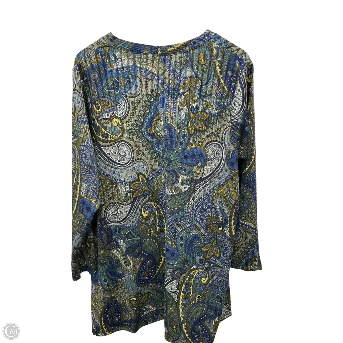 Cardigan By Susan Graver In Blue & Green, Size: 1x