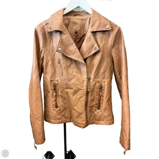 Jacket Moto By Max Studio In Tan, Size: S
