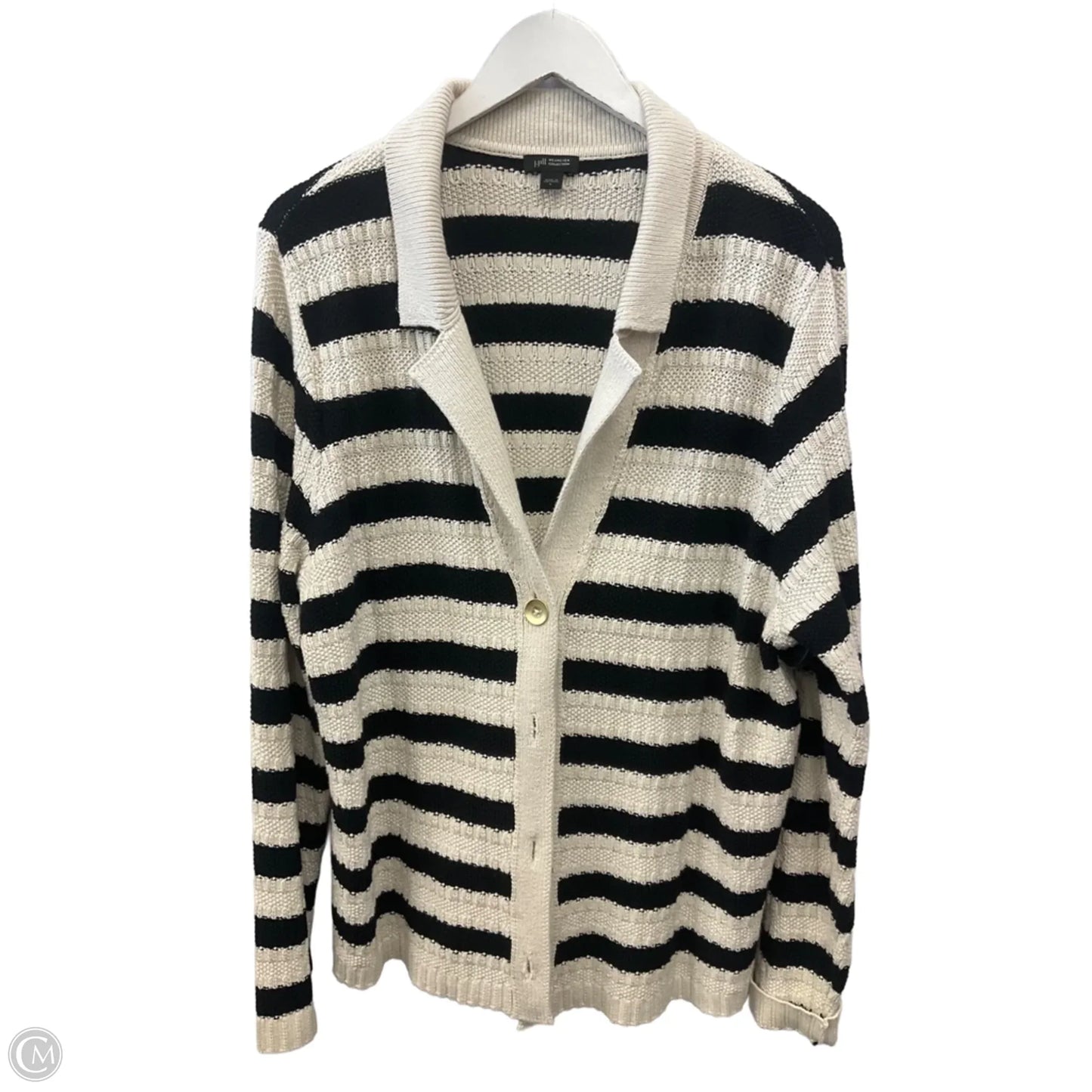 Sweater Cardigan By J. Jill In Striped Pattern, Size: L