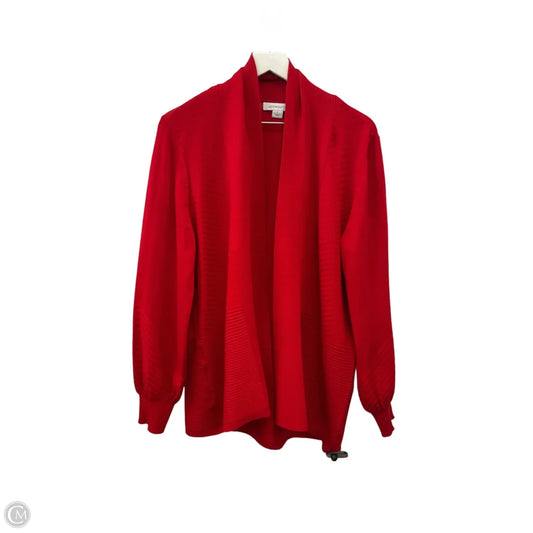 Sweater Cardigan By Liz Claiborne In Red, Size: L