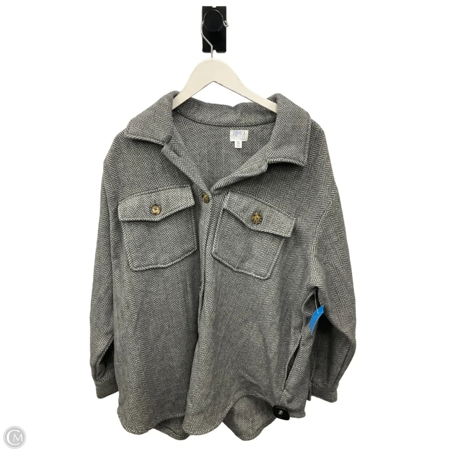 Jacket Shirt By Time And Tru In Grey & White, Size: Xxl