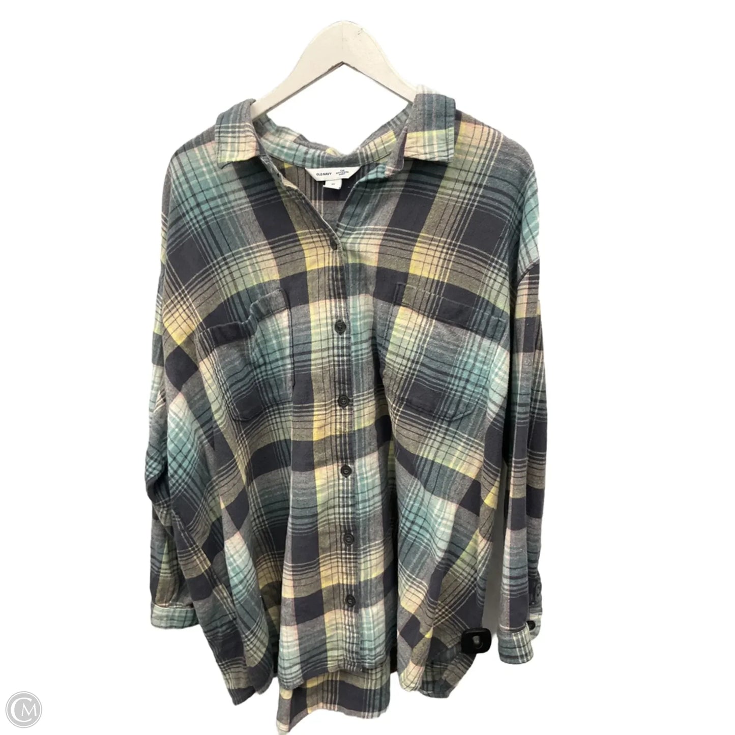 Top Long Sleeve By Old Navy In Plaid Pattern, Size: 3x