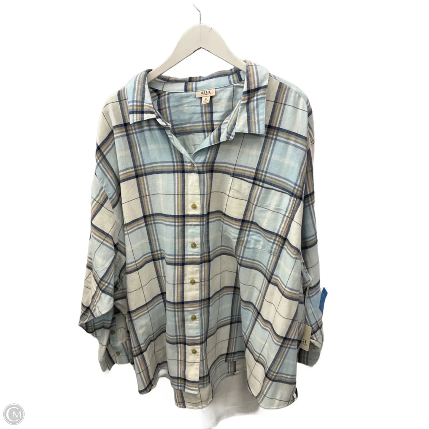 Top Long Sleeve By Ana In Plaid Pattern, Size: 3x