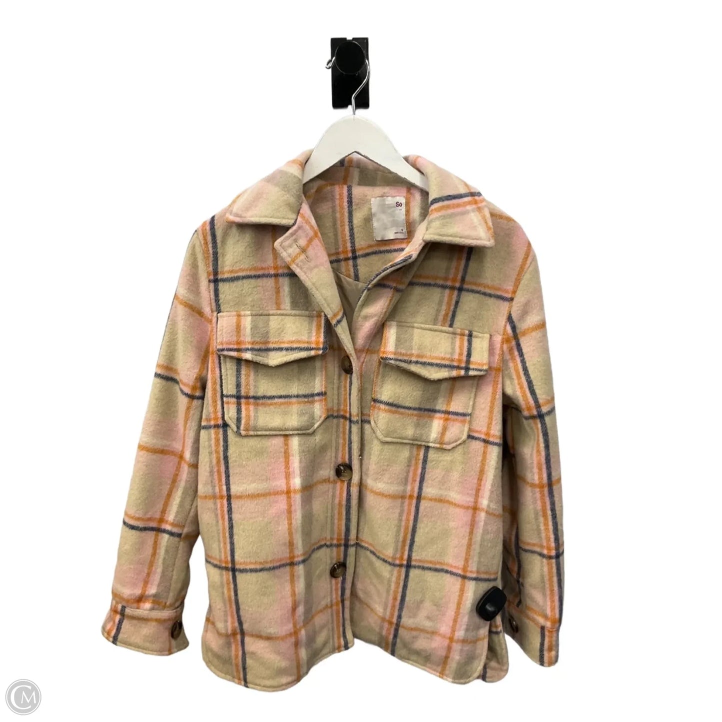 Jacket Shirt By So In Beige, Size: S