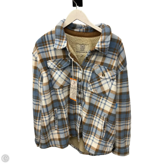 Jacket Shirt By Sage In Blue & Tan, Size: Xxl