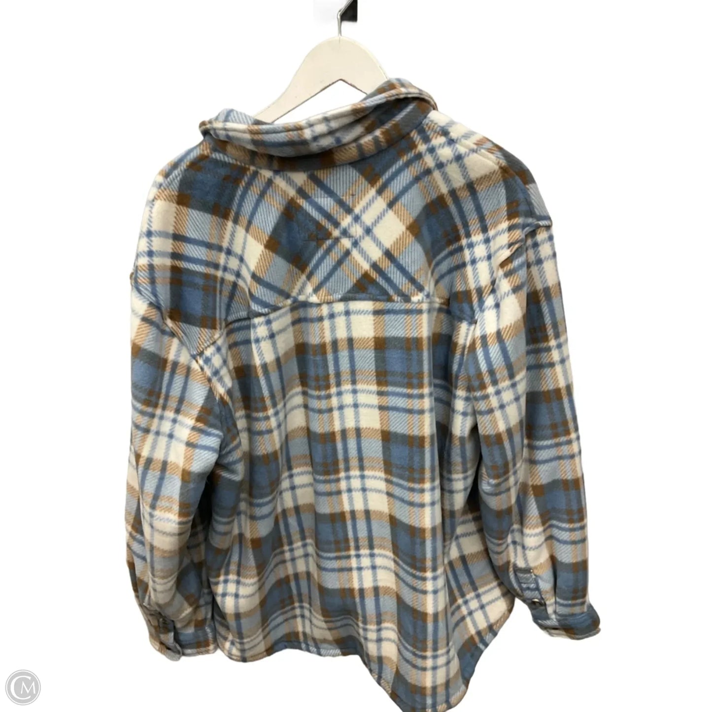 Jacket Shirt By Sage In Blue & Tan, Size: Xxl