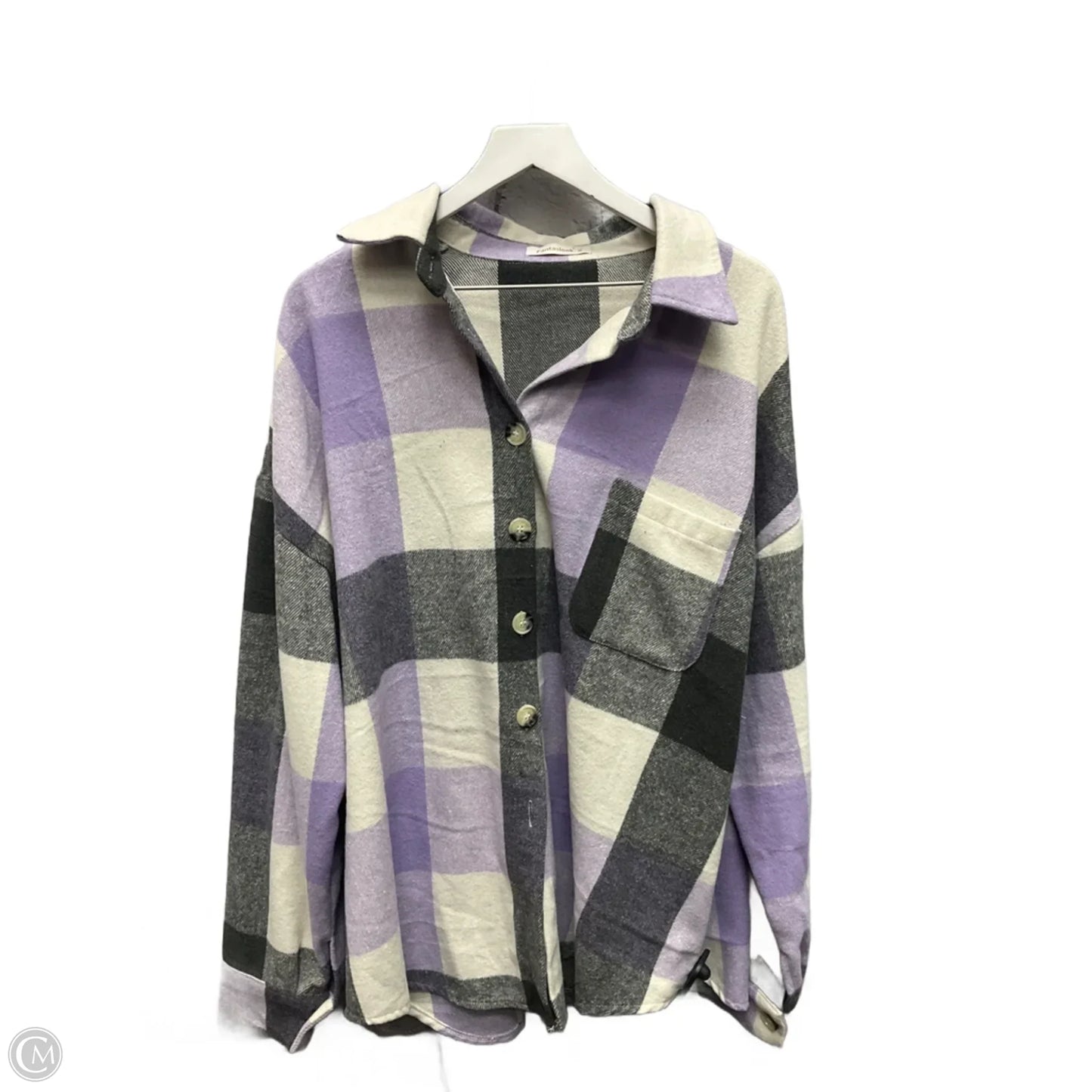 Jacket Shirt By Clothes Mentor In Grey & Purple, Size: 2x