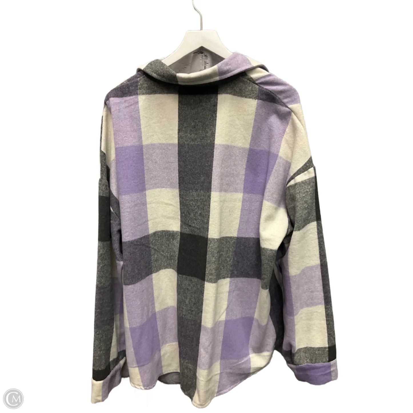 Jacket Shirt By Clothes Mentor In Grey & Purple, Size: 2x