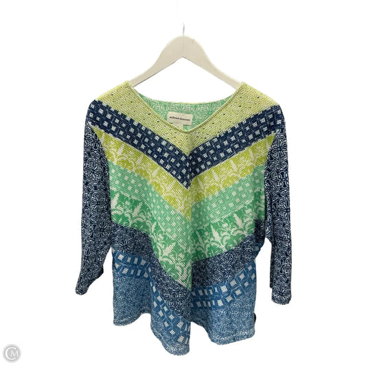 Top 3/4 Sleeve By Alfred Dunner In Blue & Green, Size: Xl