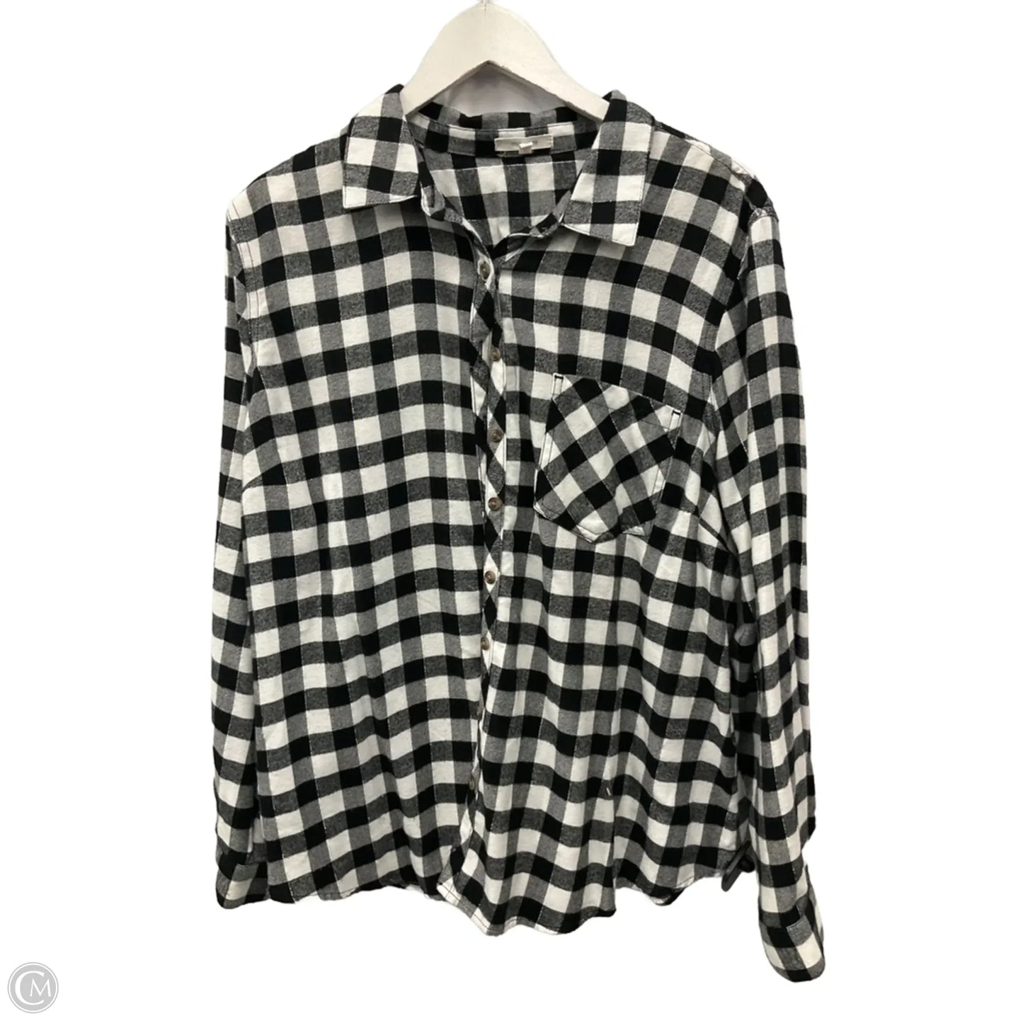 Top Long Sleeve By Maurices In Checkered Pattern, Size: 1x