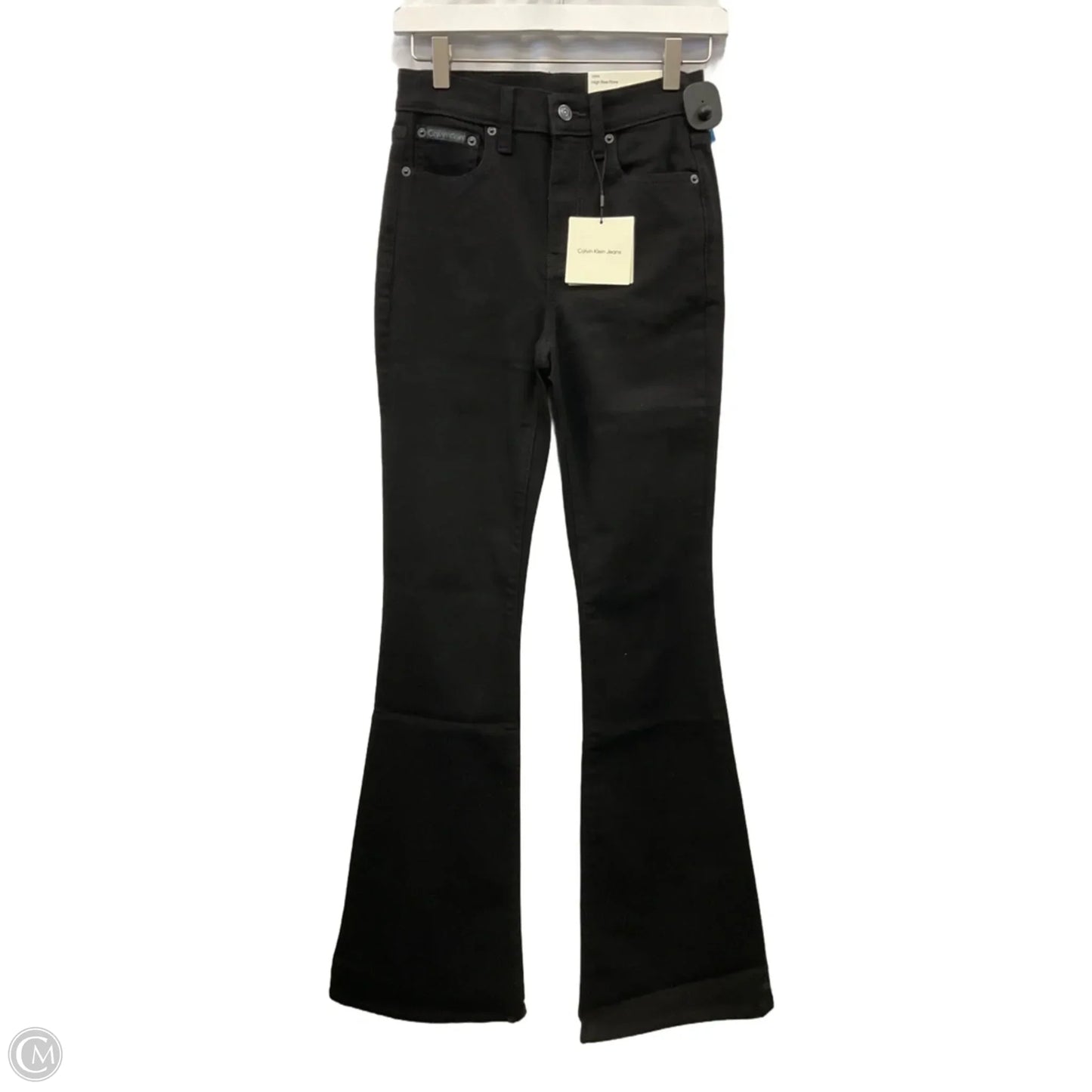 Jeans Flared By Calvin Klein In Black Denim, Size: 2