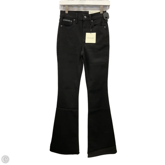 Jeans Flared By Calvin Klein In Black Denim, Size: 2