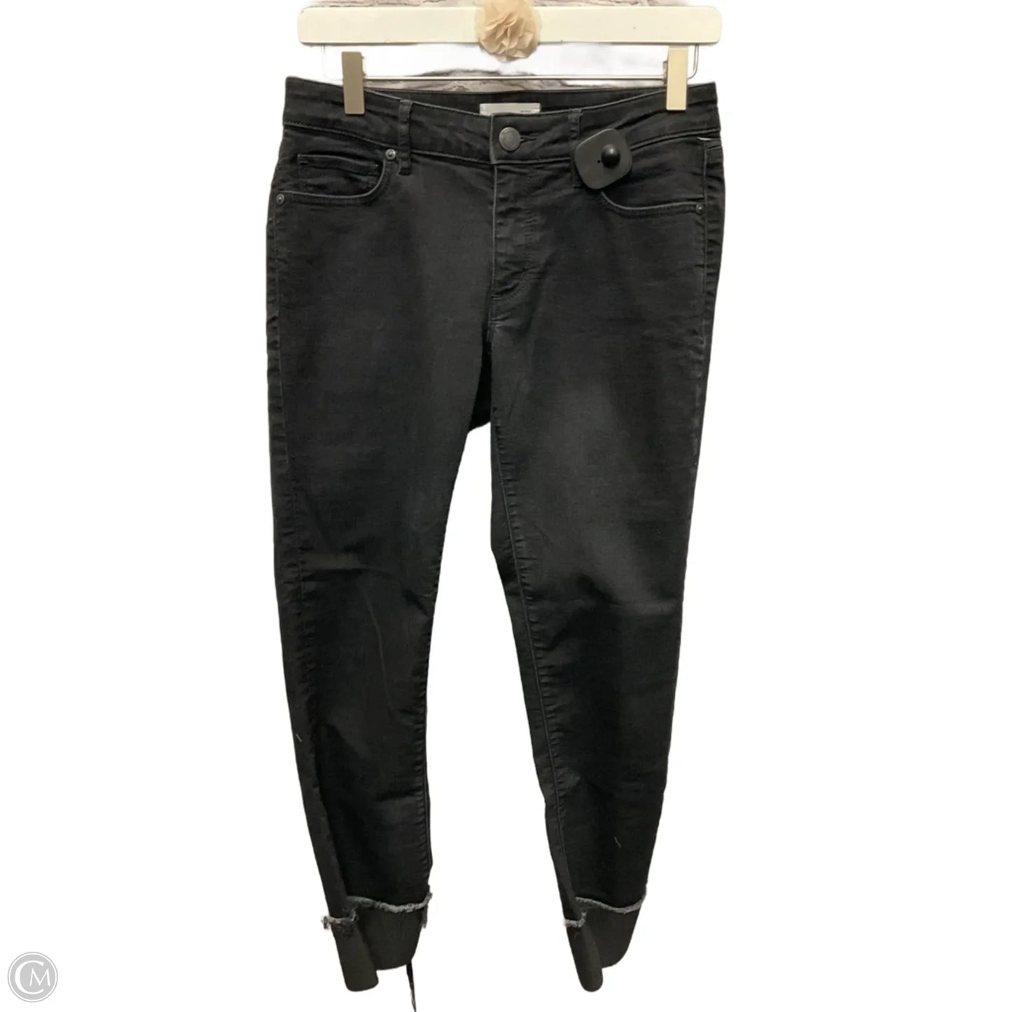Jeans Cropped By Loft In Black Denim, Size: 4