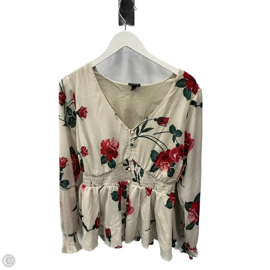 Blouse Long Sleeve By Torrid In Cream, Size: Xxl