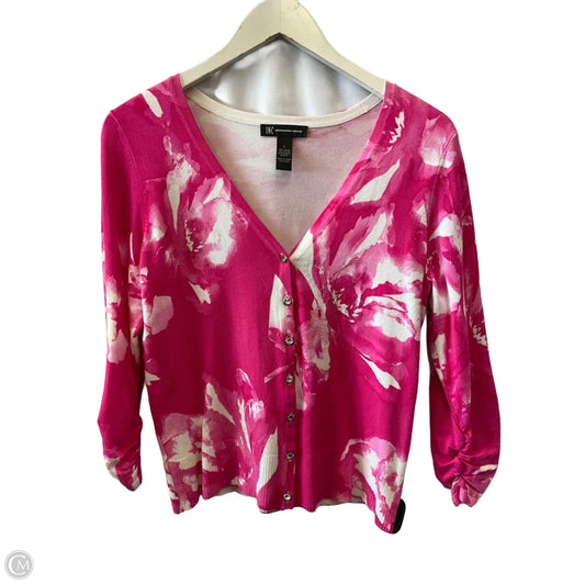Cardigan By Inc In Pink & White, Size: L