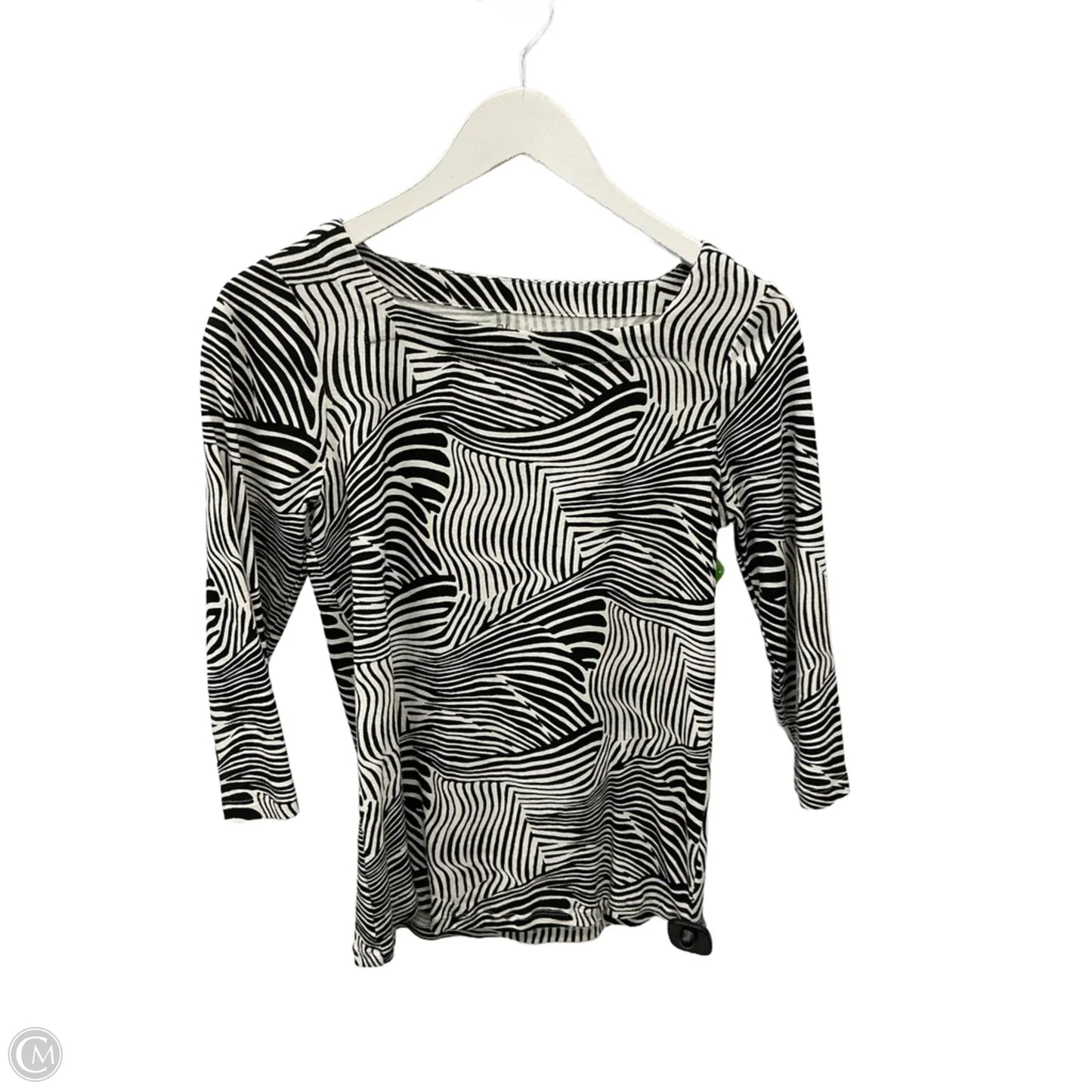 Top Short Sleeve By Chicos In Black & White, Size: S