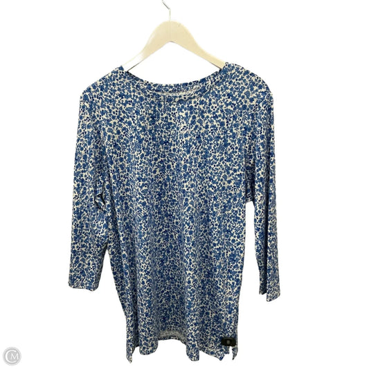 Top Long Sleeve By Lands End In Blue & White, Size: L