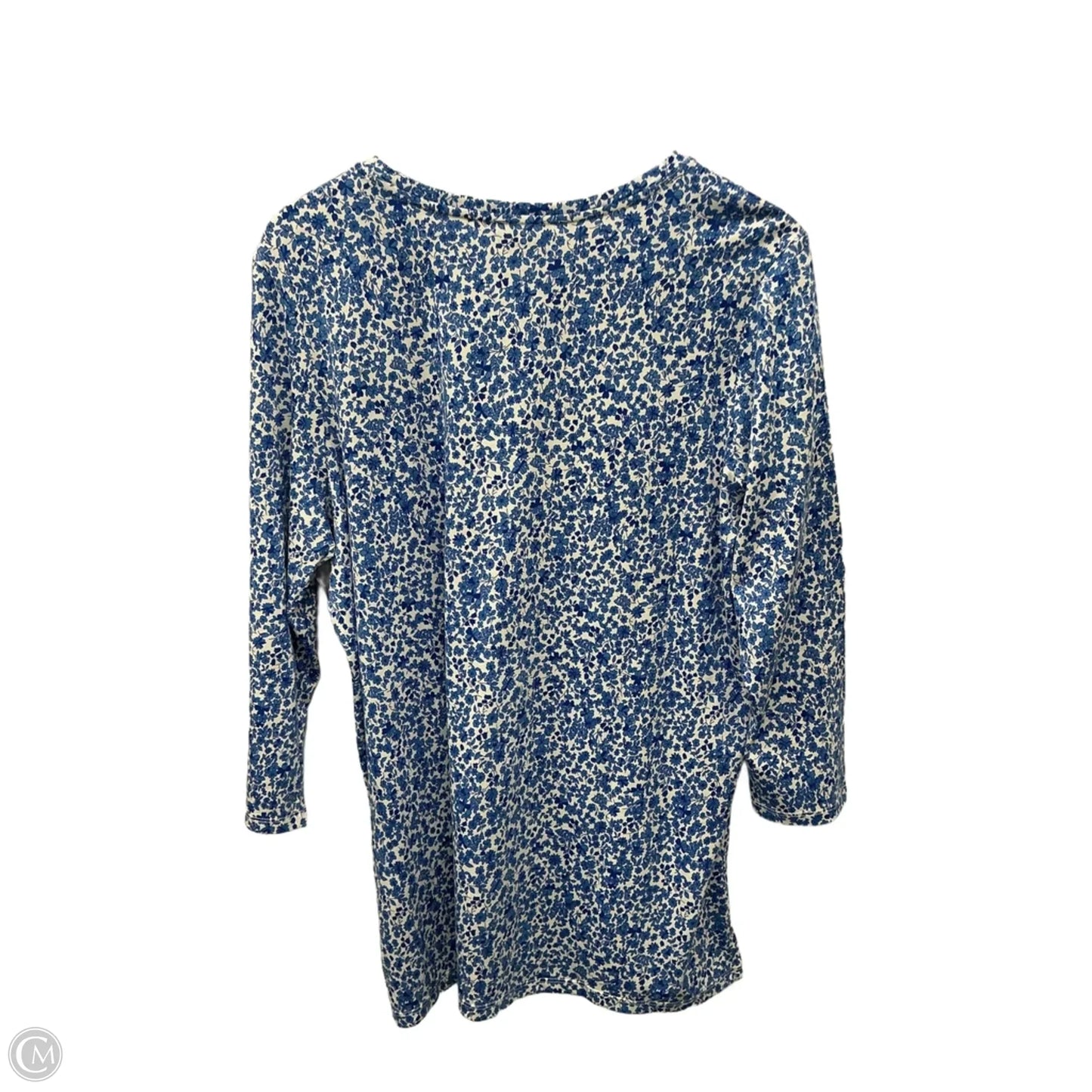 Top Long Sleeve By Lands End In Blue & White, Size: L