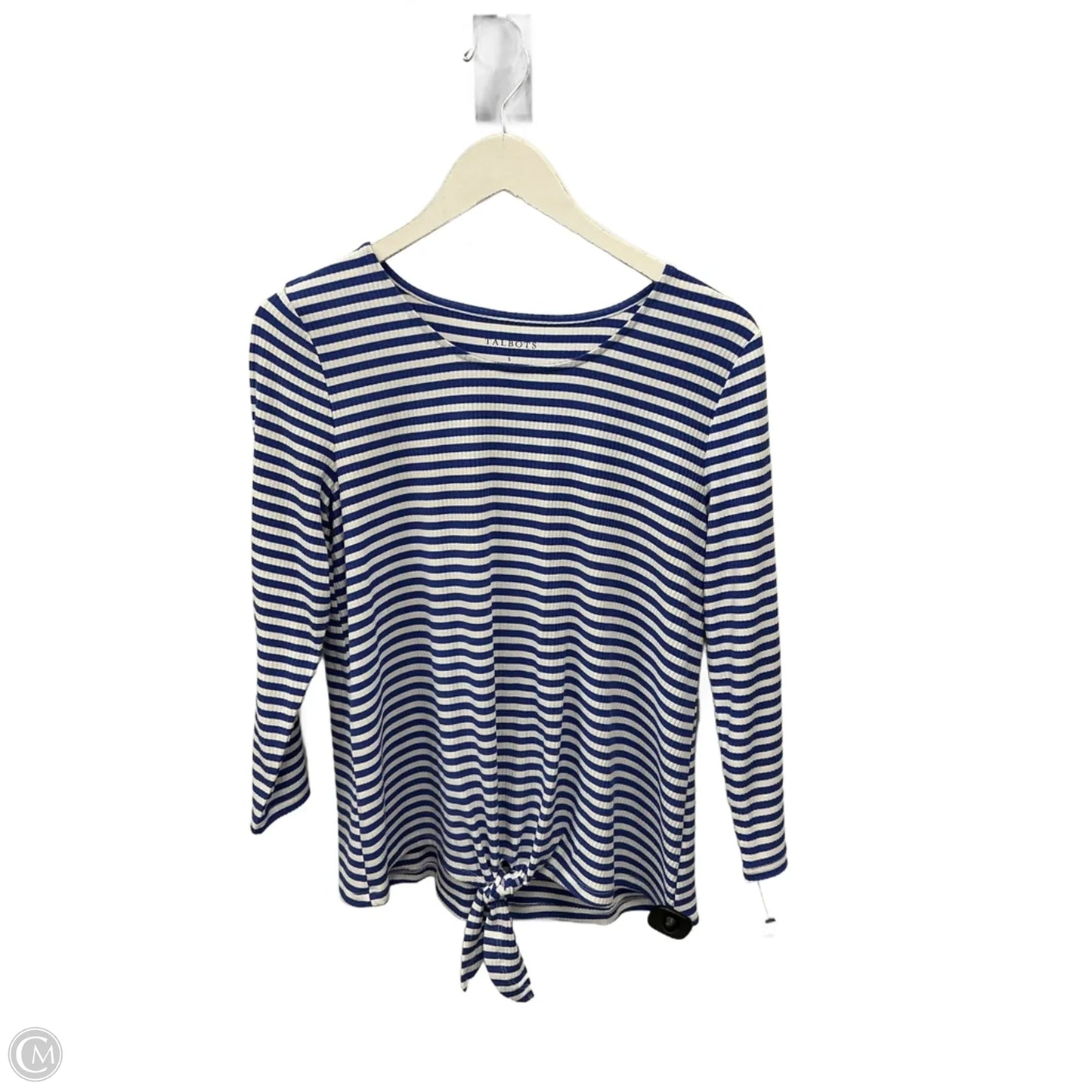 Top 3/4 Sleeve By Talbots In Blue & White, Size: S