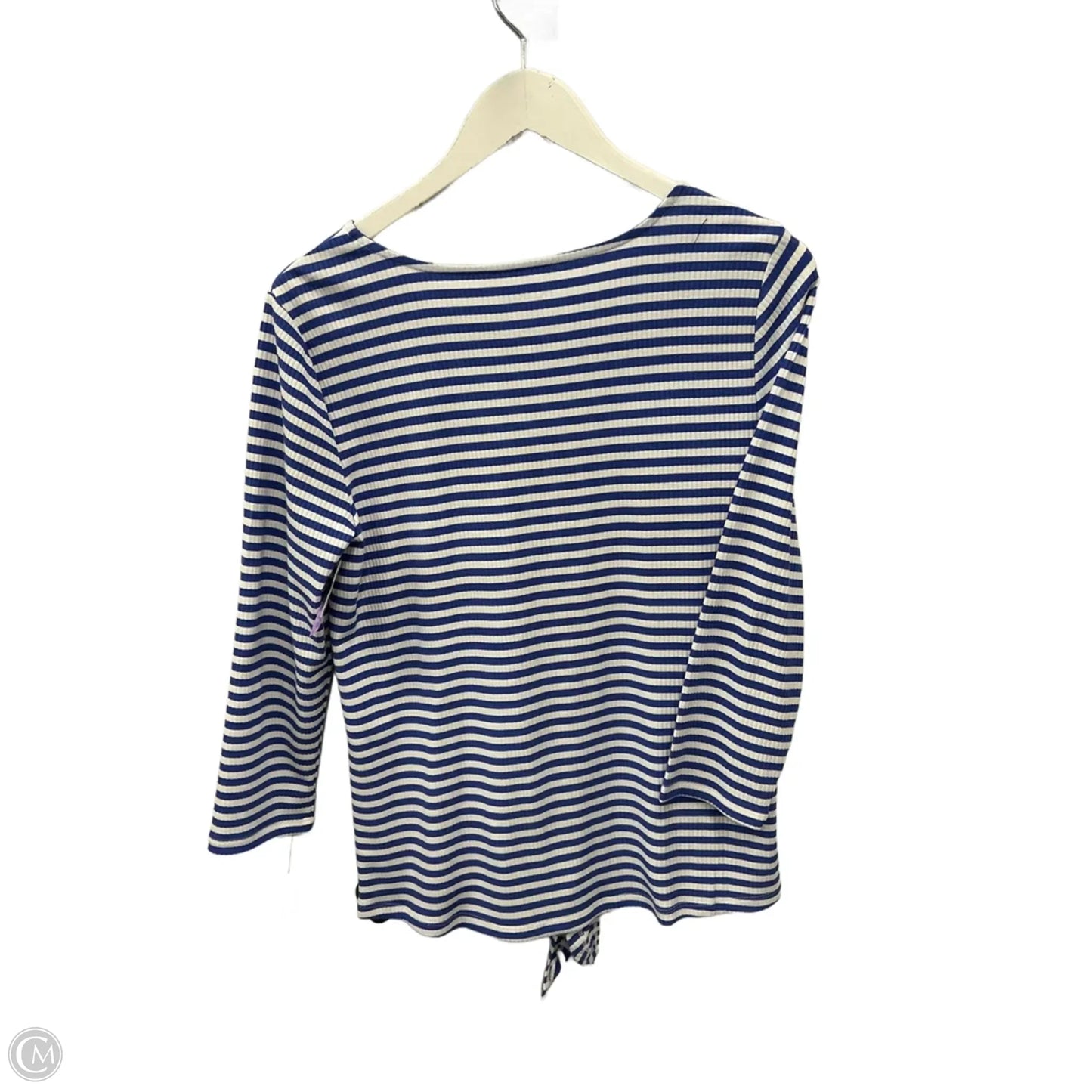 Top 3/4 Sleeve By Talbots In Blue & White, Size: S