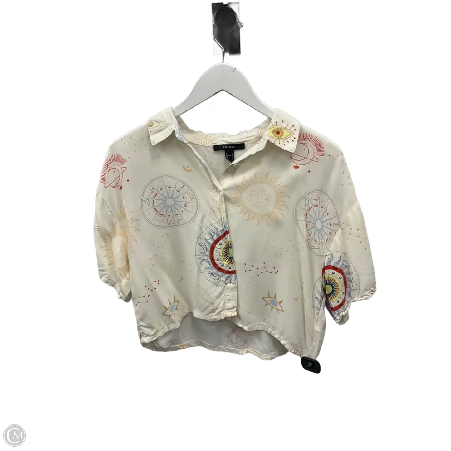 Top Short Sleeve By Forever 21 In Cream, Size: M